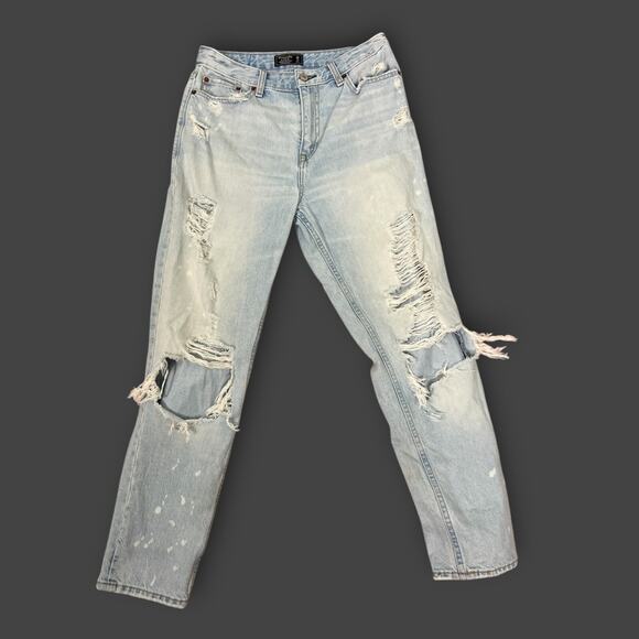 Abercrombie & Fitch Annie High Rise Girlfriend Jeans 26/2R Light Destroyed - Picture 1 of 8